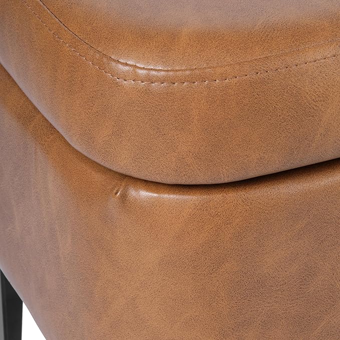 HomePop Upholstered Storage Bench with Metal Leg Home Décor|Bench with Storage for Living Room & Entryway - Carmel Faux Leather