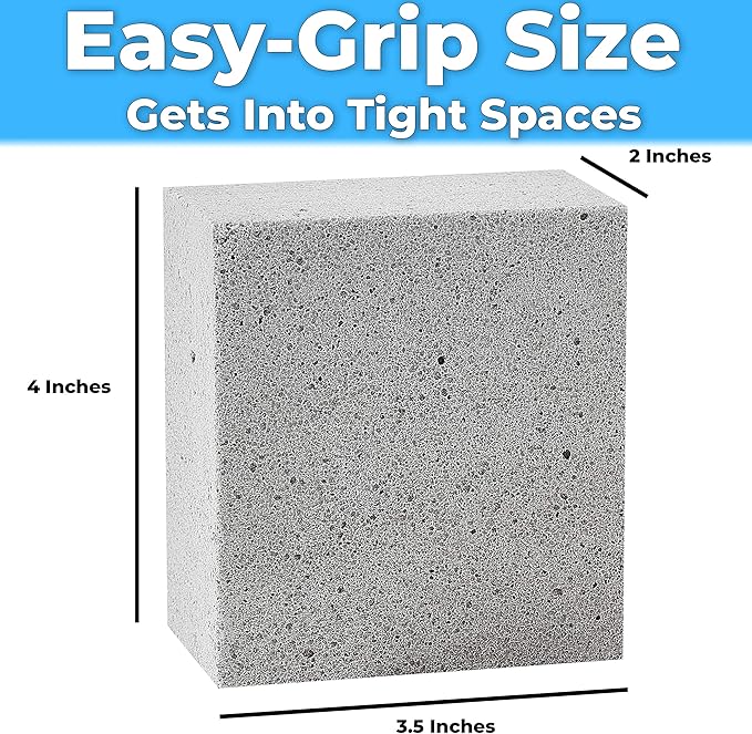 Heavy Duty, Non-Toxic Grey Grill Brick Cleaner 4 Pack. Reusable Chemical Free BBQ Pumice Cleaning Block for Flattops, Grills and Griddles. Non Scratch Grillstone is The Perfect Barbecue Scouring Tool