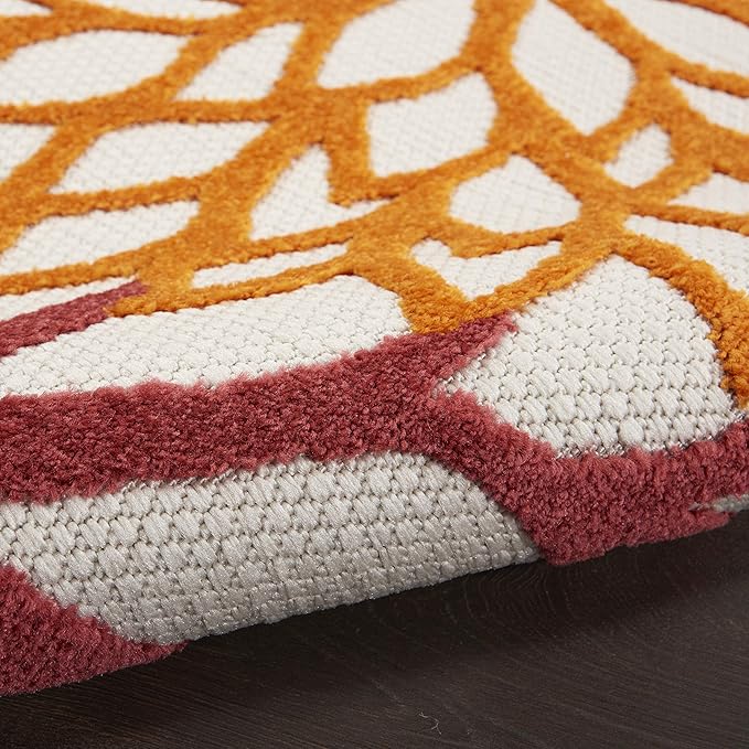 Nourison Home Aloha Indoor/Outdoor Floral Red Multi Colored 2'8" x 4' Area Rug, (3' x 4')