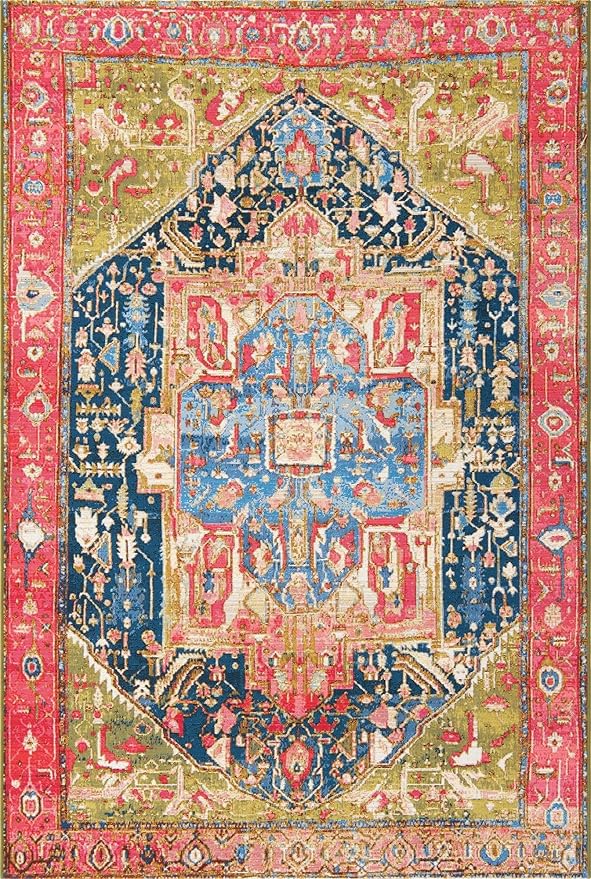 Unique Loom Outdoor Traditional Collection Area Rug - Limon (5' 3" x 8' Rectangle, Multi/ Red)