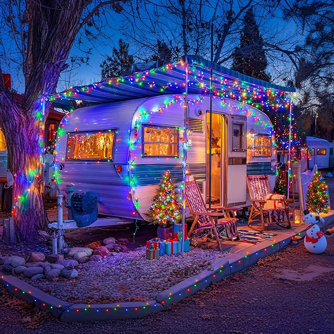 JMEXSUSS 2 Pack Solar Christmas Lights Outdoor Waterproof, Total 400LED 151FT Multi Colored Christmas Lights, 8 Modes Solar String Lights for Outside Tree Patio Garden Xmas Christmas Decorations