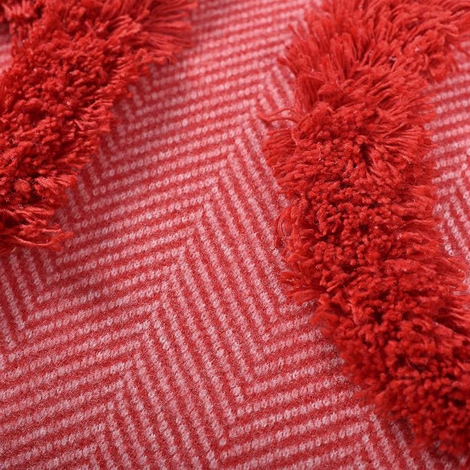 HOHOHO Red Christmas Pillow Covers Christmas Decorations Rectangle Lumbar Waist Throw Pillow Covers for Couch Sofa Bed Living Room 12X24 Inches