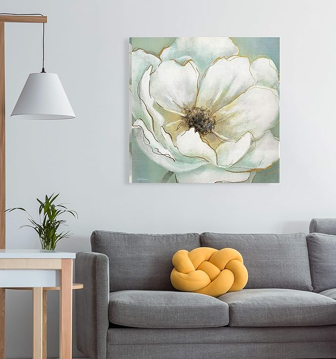 Wexford Home Soft Teal Splendor Gallery Wrapped Canvas Wall Art, 32x32,