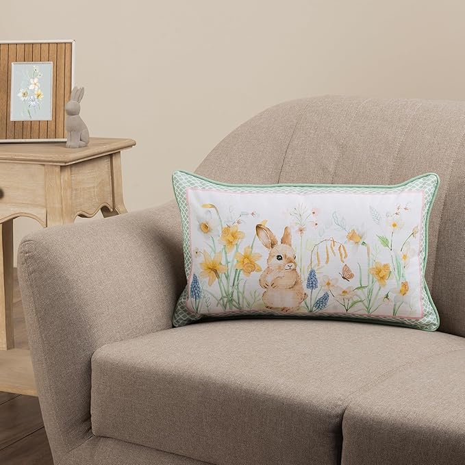 Maison d' Hermine Decorative Pillow Cover 100% Cotton 12"x20" Rectangular Washable Cushion Covers with Invisible Zipper for Couch, Bedroom, Home, Easter Dew