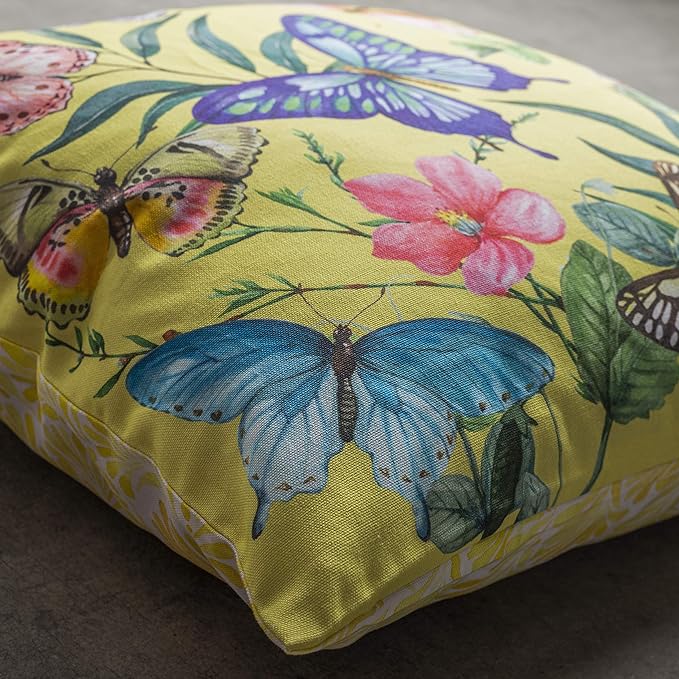 Maison d' Hermine Decorative Pillow Covers 18 x 18 Inch Square 100% Cotton Throw Pillow Covers with Invisible Zipper for Living Room Couch, Chair, Sofas, Bedroom, Home (Hesperides - Papillon)