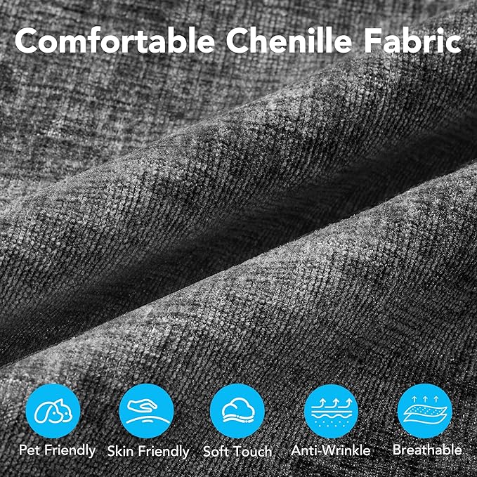 86.6” Cloud Boneless Sectional Sofa for Living Room, 3-Seater Modular Couch for Small Apartments with 2 Ottomans, Deep Seat Chenille Fabric Sofa, No Assembly Required, 72H Full Restore, Grey