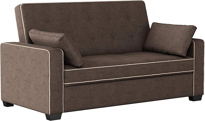 Serta Ainsley Loveseat with Pull Out Sleeper Microfiber Java Queen
