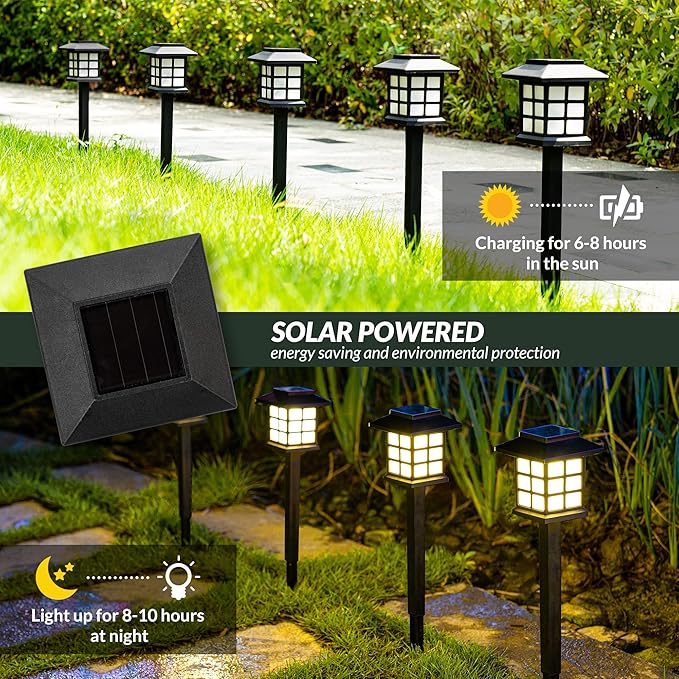 SOLPEX Solar Outdoor Lights,12 Pack Solar Path Lights, Walkway Lights Outdoor, Garden Light, Solar-Powered Pathway Waterproof for Garden, Yard, Landscape and Driveway(Warm White)