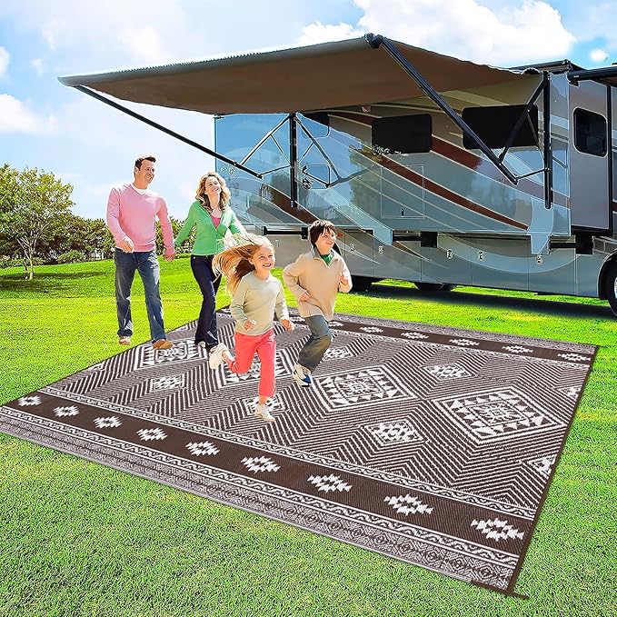 HiiARug Outdoor Rug for Patios Clearance 8'x10' Outdoor Plastic Straw Rug Waterproof Patio Camping Rug Reversible RV Mat Outdoor Area Rugs for Outside RV, Patio, Backyard, Deck, Camping