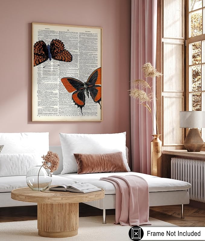 Poster Master Dictionary Butterfly Print - Moth and Insect Art - Gift for Men, Women & Animal Lovers - Chic Decor for Living Room or Bedroom - 8x10 Unframed Wall Art