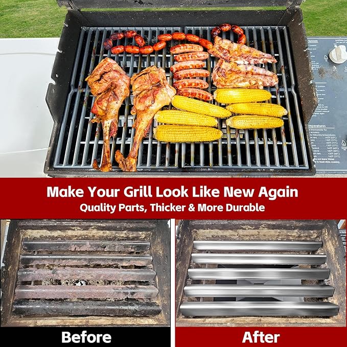 GasSaf 21.5" Grill Flavorizer Bars for Weber Genesis Silver A, 304 Stainless Steel Flavorizer Bars for Spirit 200, E/S200, E/S-210, Spirit 500 (Side Burner Knob), Replacement Parts for Weber 7534 7535