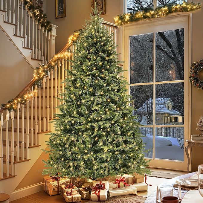 HOLLO STAR 7.5 ft Prelit Christmas Tree with 700 LED Lights, App Control, Aspen Artificial Christmas Tree, Multi-Color RGBW Lights, 2928 PE & PVC Branch Tips, for Home, Party