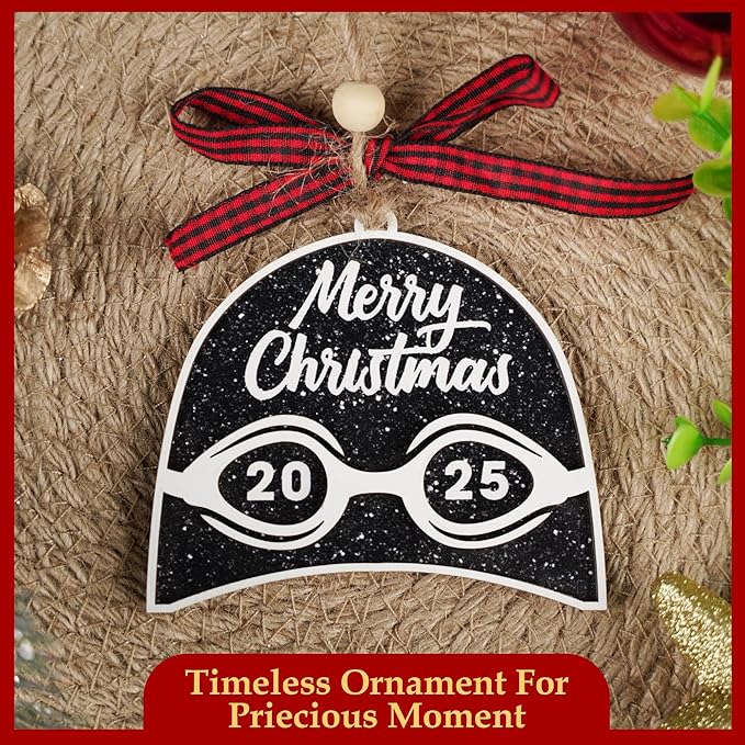 Swimming Christmas Decorations and Xmas Tree Ornaments 2025-2 Layer Swim Team Ornament, Swimmer Ornaments for Christmas Tree - Gifts for Swimmers, Swimming Gifts for Teen Girls and Boys