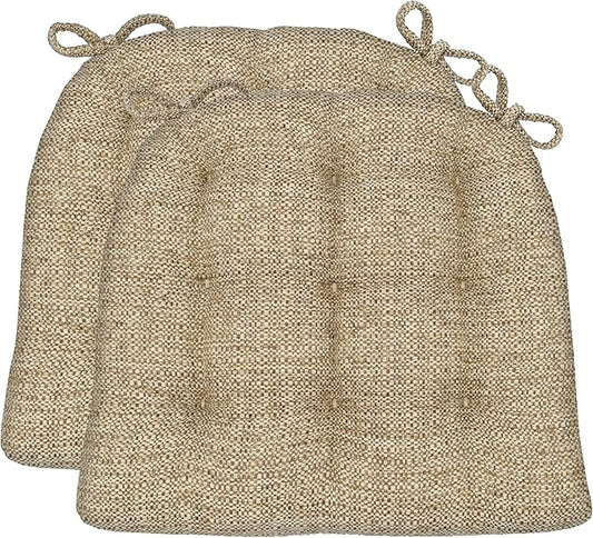 Barnett Home Decor Dining Chair Cushions, 16.5 x 18, Pack of 2 – Brisbane Camel Tweed – Performance Fabric, Latex Foam Fill
