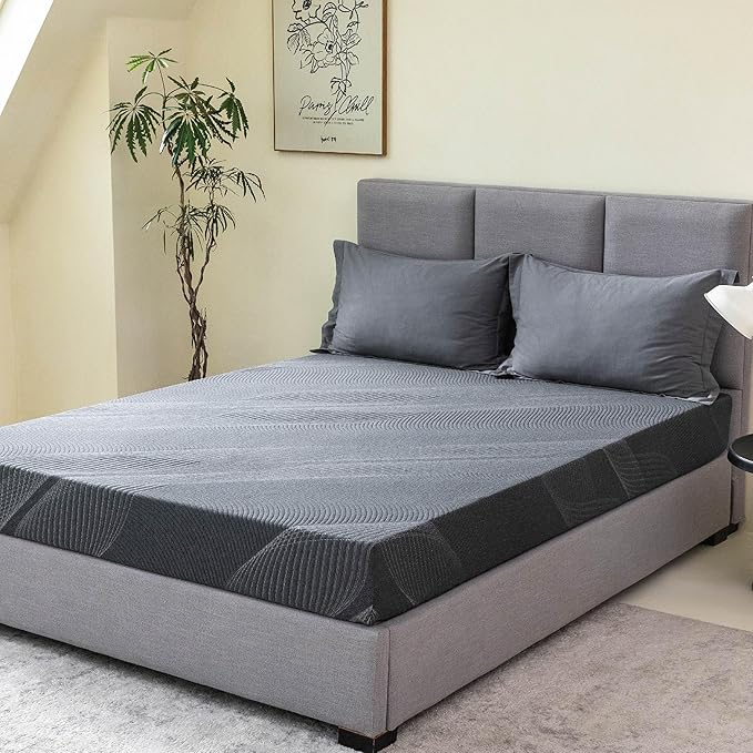 Full Mattress 8 Inch Charcoal Gel Memory Foam in a Box, CertiPUR-US Certified, Fiberglass Free, Cooling Double Mattress, Made in The USA of US Foam, 75" × 54" × 8", Medium