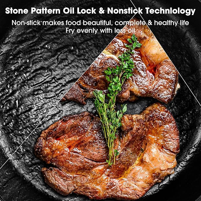 imarku Non Stick Frying Pans - 8&10&12 inch Nonstick Frying Pan Set with Cool Stainless Steel Handle,Disherwasher Safe skillets,Professional Frying Pans Set, Best Gifts