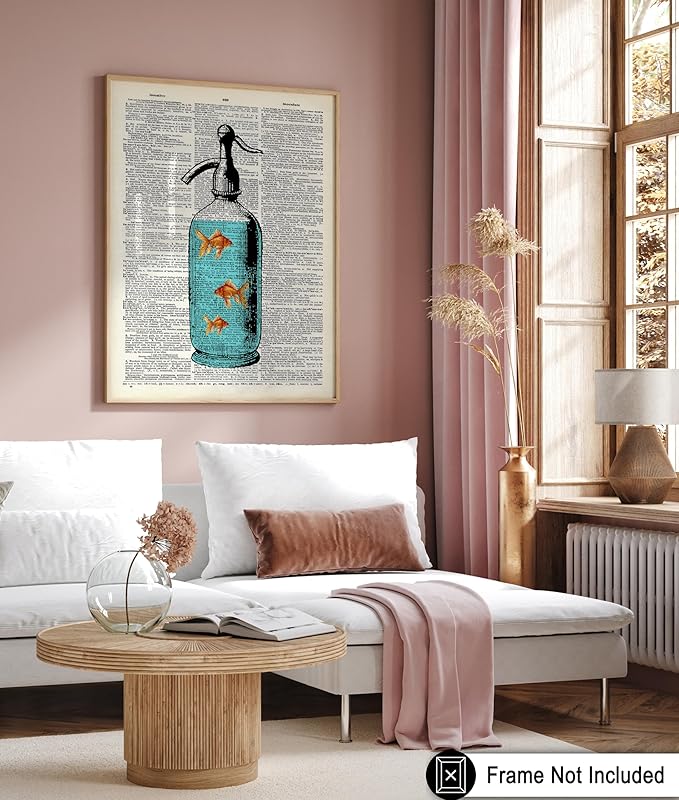 Poster Master Dictionary Art Poster - Goldfish Bowl Print - Fish Art - Aquarium Art - Gift for Men, Women & Animal Lover - Minimal Decor for Living Room, Bathroom or Office - 11x14 UNFRAMED Wall Art