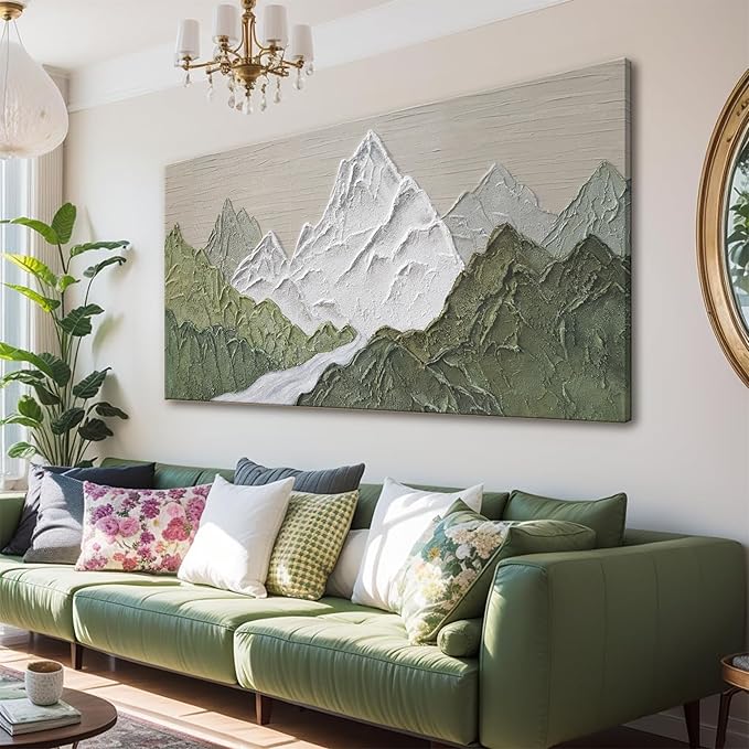 YISXINOAG Large Abstract Wall Art For Living Room Canvas Art Wall Decor Print Abstract Mountain Forest Landscapes Green Wall Art Painting Abstract Art Prints Home Wall Art 29×58 In