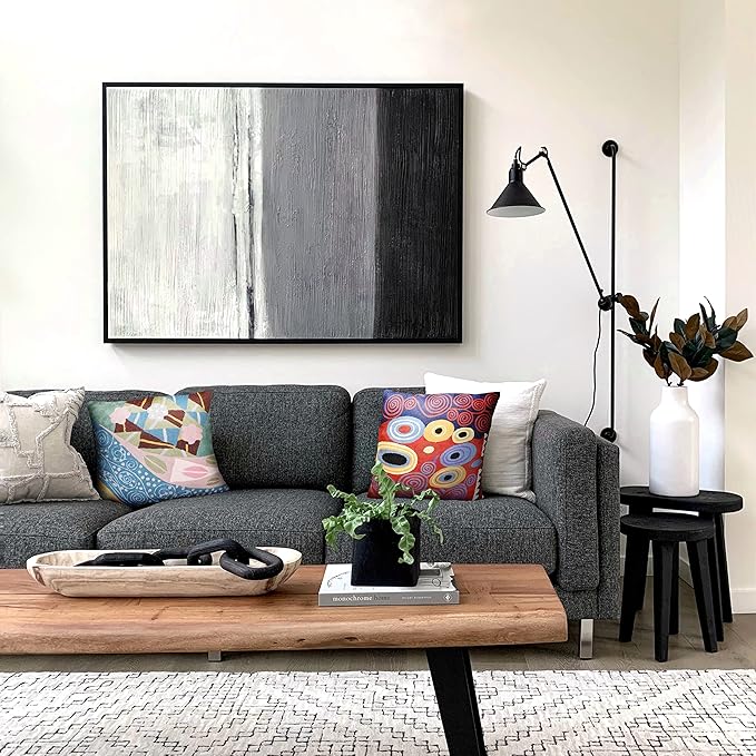 Klimt Red Throw Pillow Cover Reds Navy Modern Accent Pillowcase Decorative Abstract Throw Pillows Modern Boho Pillow Farmhouse Chair Cushions Hand Embroidered Sofa Cushion Wool Size 18x18