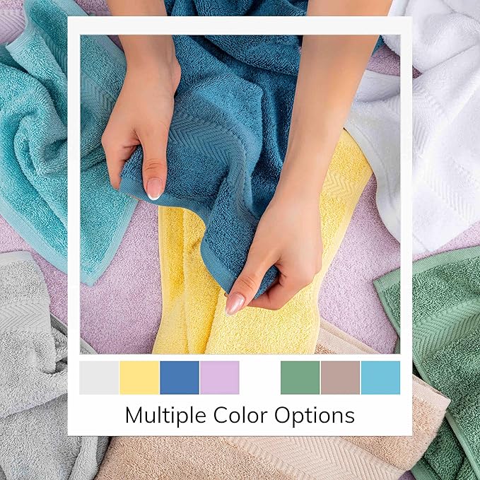 TEXTILOM 100% Turkish Cotton 4 Piece Luxury Washcloth Towel Set for Bathroom & Kitchen, Thick & Super Soft & Highly Absorbent & Quick Dry for Face and Hand- Mid Blue