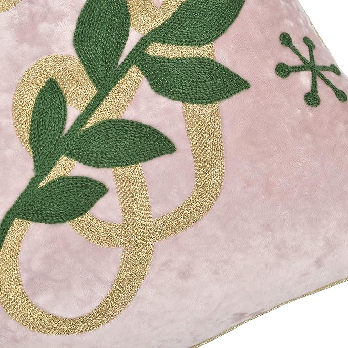 Joy Christmas Pillow Covers 18x18,Embroidered Christmas Throw Pillow Covers Christmas Decorations Holiday Pillows for Home Couch,Pink Blush Gold Velvet Cushion