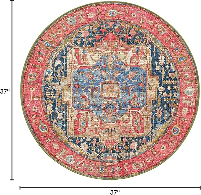 Unique Loom Outdoor Traditional Collection Area Rug - Limon (3' 1" Round Multi/Red)