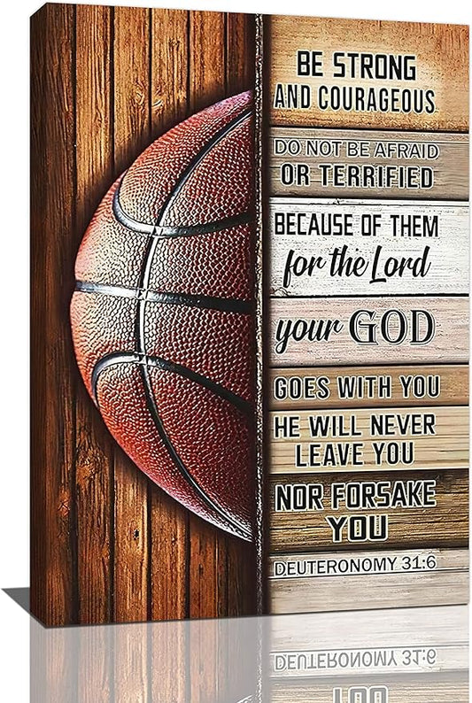 Banonaty Basketball Wall Art - Inspirational Quotes Canvas Prints - Home Decorations For Boys Room, Gym, Living Room, Bedroom - 16"x24"