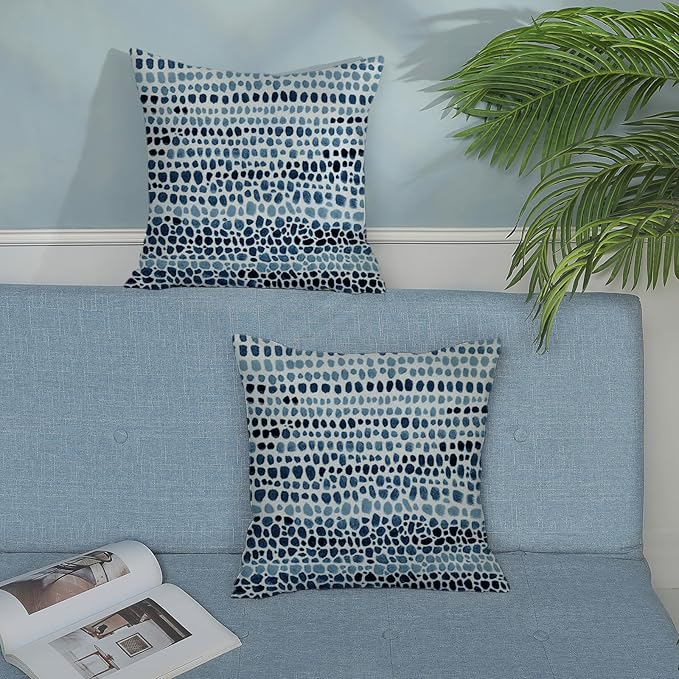 Boho Pillow Covers 18x18 Pack of 2 Blue Teal Polka Dot Throw Pillow Covers,Bohemian Abstract Modern Decorative Pillowcase Farmhouse Linen Cushion Case for Home Sofa,Outdoor Decoration