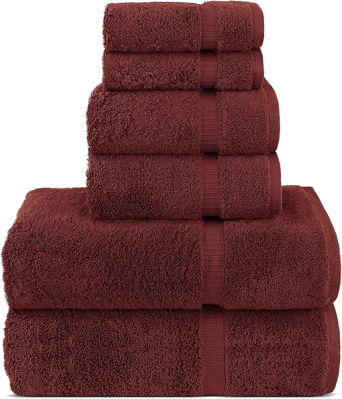 Chakir Turkish Linens Luxury Spa and Hotel Quality Premium Turkish Cotton 6-Piece Towel Set (2 x Bath Towels, 2 x Hand Towels, 2 x Washcloths)