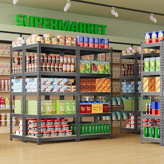 Yaheetech Storage Shelves 5 Tier Garage Shelving Heavy Duty Garage Shelves Adjustable Metal Shelving Unit Utility Rack Industrial Shelving for Warehouse Pantry Closet, 27.5"W x 12"D x 60"H, Dark Gray