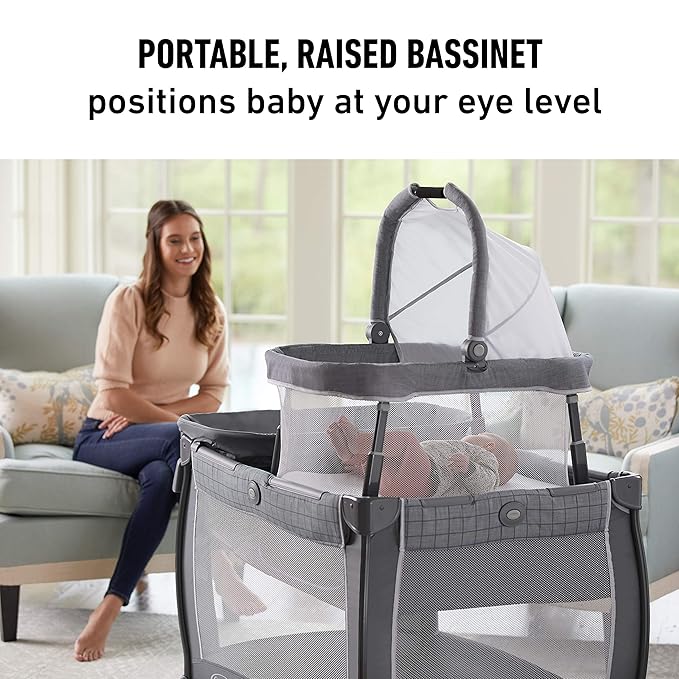 Graco Pack 'n Play Day2Dream Travel Bassinet Playard Features Portable Bassinet Diaper Changer and More (Lo, Lo, W/Fold Flat Bassinet)