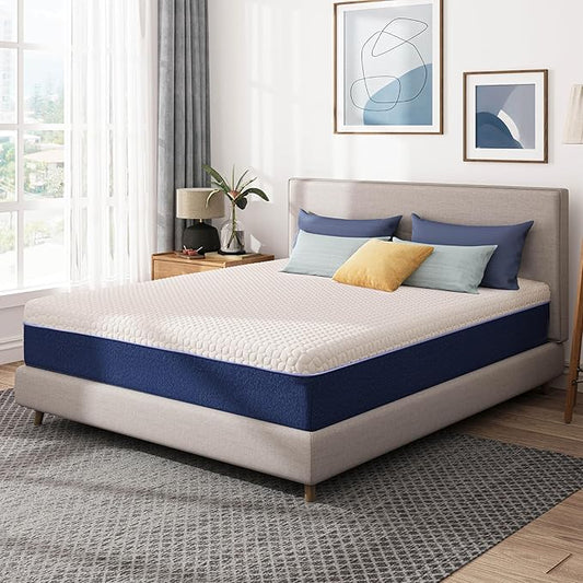 12 Inch Queen Gel Cooling Memory Foam Mattress, Pressure Relief, Medium Firm Support，Mattress in a Box, CertiPUR-US Certified