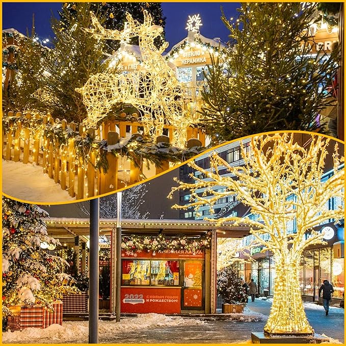 Connectable 240LED 88Ft 13Modes String Lights Indoor Outdoor Clear Wire | Warm White Christmas Lights | Twinkle Fairy Light Plug in with Timer for Bedroom Classroom Tree Decor