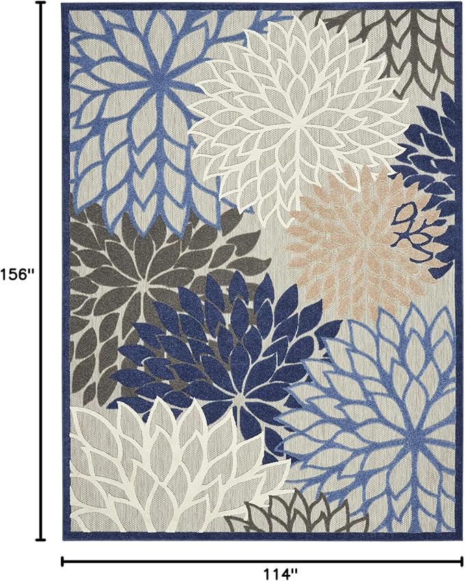 Nourison Home Aloha 9'6" x 13' Fabric Indoor/Outdoor Rug in Blue/Multi-Color