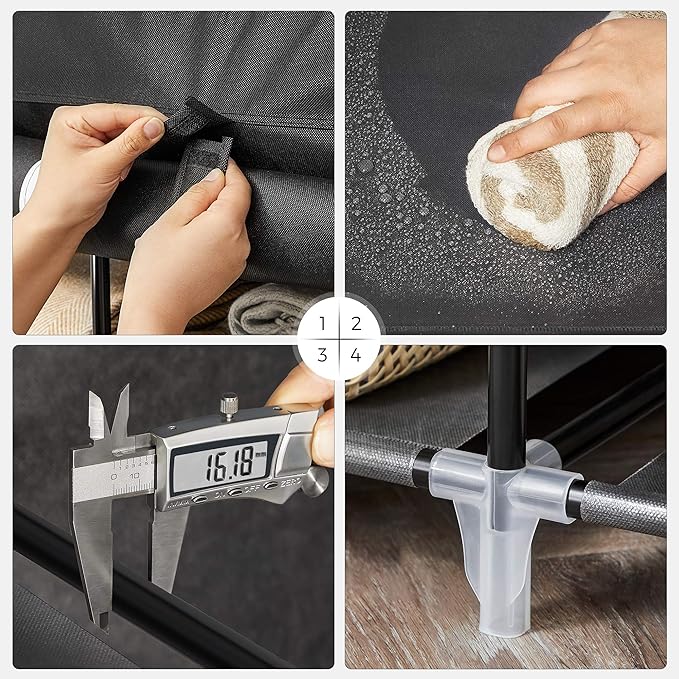 SONGMICS Closet Wardrobe, Portable Closet for Bedroom, Clothes Rail with Non-Woven Fabric Cover, Clothes Storage Organizer, 59 x 17.7 x 69 Inches, 12 Compartments, Black ULSF03H