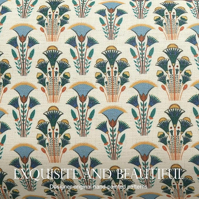 patdrea Designer Rectangle Throw Pillow Covers Set of 2,Rustic Vintage Blue Linen with Floral Pattern Pillow Cover,Decorative Lumbar Pillowcases Cushion for Bed Living Room Outdoor Car,12"x20"