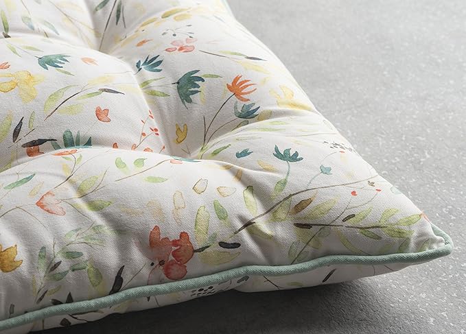 Maison d' Hermine Chair Pads for Dining Chairs Cotton Outer Fabric and Poly Filling 16"x16" Patio Seat Cushions for Furniture with Ties Home Chair Party Hall Farmhouse (Colmar, Pack of 2)