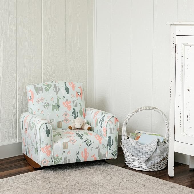 Kid Rocking Chair for Toddlers, Child Chair for Little Kids, Upholstered Toddler Armchair for Children, Comfy and Cute Little Kid Chairs (Rockers, Llama Print)