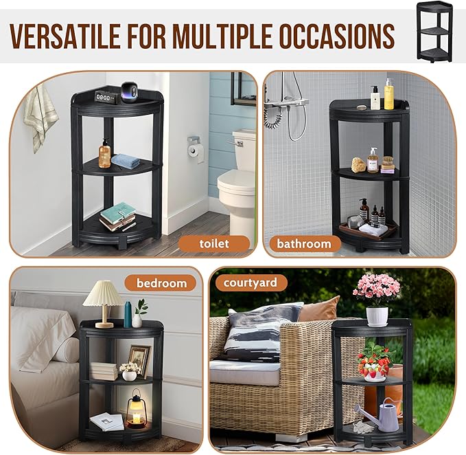 Corner Shower Shelves, Shower Shelf for Inside Shower, Sturdy Shower Organizer Corner, 3-Tier Waterproof Bathroom Storage Shelf for Organizing Toiletries, Space Saving Bathroom Storage