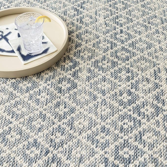 Dash and Albert Melange Diamond Cotton Area Rug - 2' x 3' Blue Diamond Handwoven Accent Rug - Durable, Lightweight, High Traffic Areas Hallway, Bedroom, Stairs
