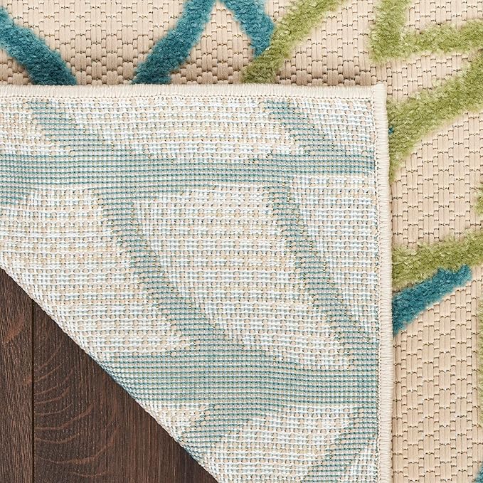 Nourison Home Aloha Indoor/Outdoor Green Multicolor 2'3" x 8' Area Rug, Easy-Cleaning, Non Shedding, Bed Room, Living Room, Dining Room, Backyard, Patio, Deck (2x8)