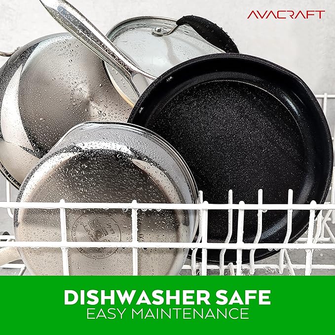 AVACRAFT Ceramic Nonstick Frying Pan with Lid, Egg Pan, Ceramic Nonstick Skillet, 100% PFOA, PTFE Toxins Free Cooking Pan, Best Ceramic Pans for Cooking (10 Inch Non-Stick Frying Pan)