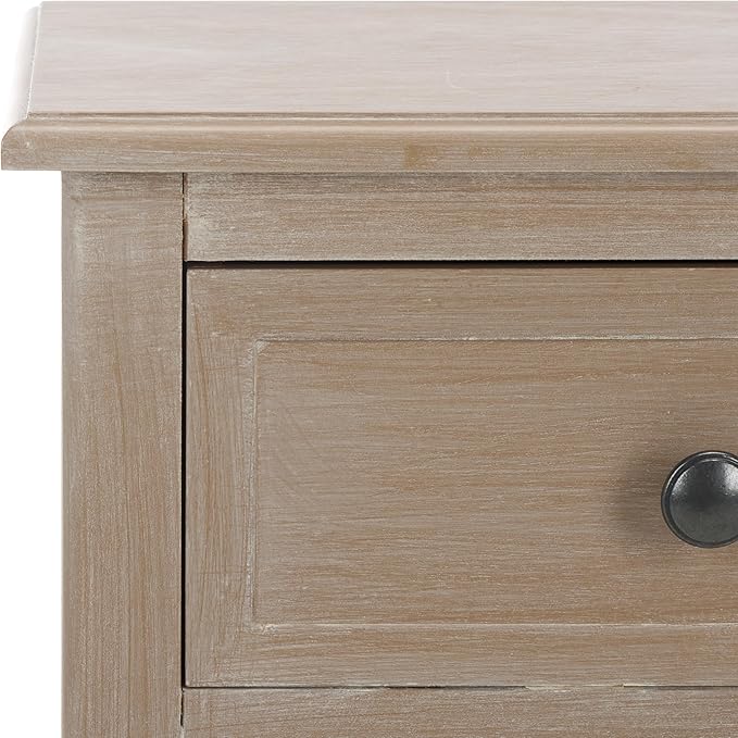 Safavieh Home Collection Everly Drawer White Wash 1-Drawer 2 Removable Baskets Side Table