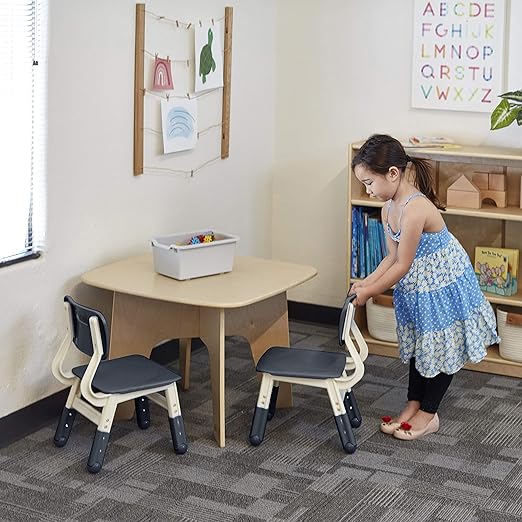 ECR4Kids Classroom Adjustable Chair, Flexible Seating, Grey, 2-Pack