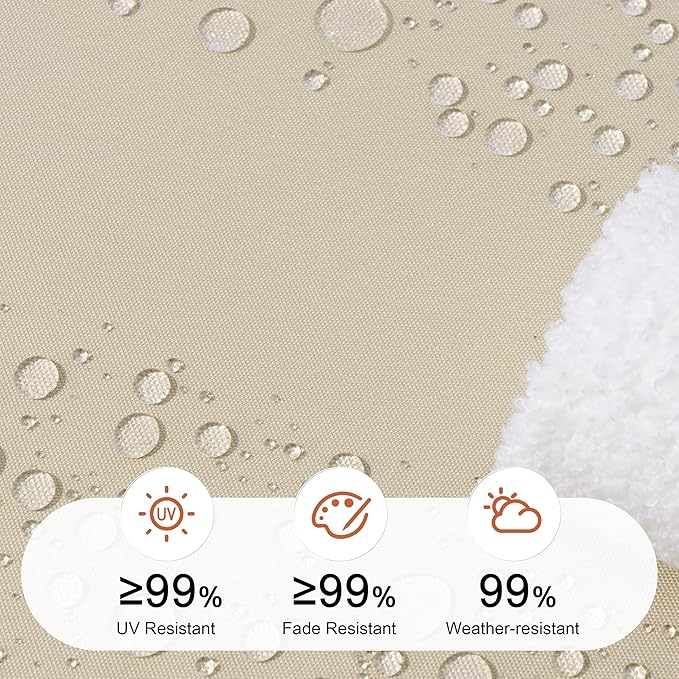 Crestlive Products Sunbrella Chaise Lounge Cushions Set of 2, Outdoor Cushions for Patio Furniture, Waterproof Lounge Chair Cushions for Pool, Deck, Lawn, 72''L x 21''W, Canvas Antique Beige