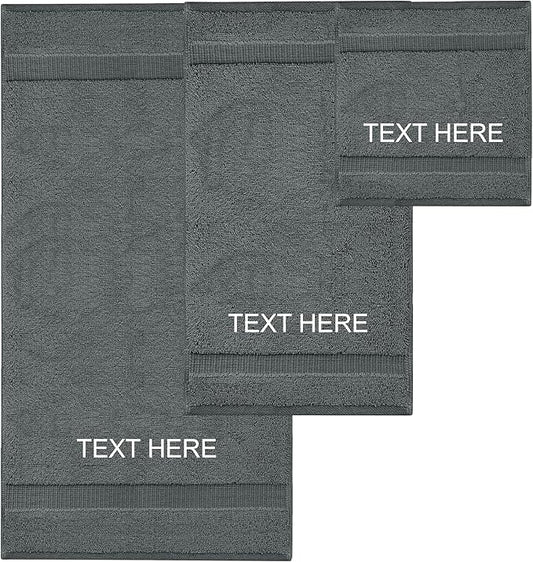 Chakir Turkish Linens | Hotel & Spa Quality 100% Cotton Premium Turkish Towels | Soft & Absorbent (Personalized 3-Piece Towel Set, Dark Gray)