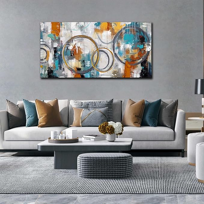 Modern Wall Art for Office Decor - Abstract Canvas Wall Art - Wall Pictures for Living Room Size 24" x 48"