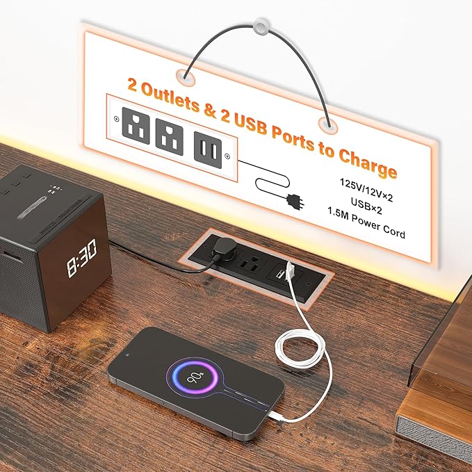 Fits 65,70 inch TV Stand Dresser 63" W TV Console for Bedroom with LED Lights & Power Outlets 12 Long Fabric Dressers for Bedroom, Hallway or Closets Entertainment Center