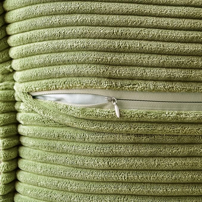 MIULEE Decorative Lumbar Throw Pillow Covers for Couch Bed Livingroom 12x20 Inch Set of 2 Green Boho Accent Throw Pllows Broadside Striped Patchwork Soft Corduroy Summer Pillowcases