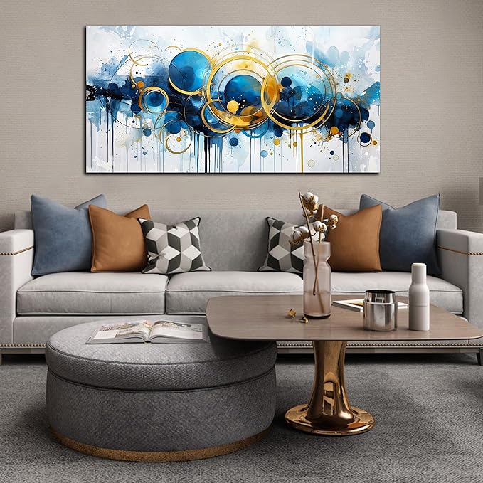 Abstract Art Work for Wall Decor - Large Canvas Wall Art for Living Room - Minimalist Art Ready to Hang Size 24" x 48"